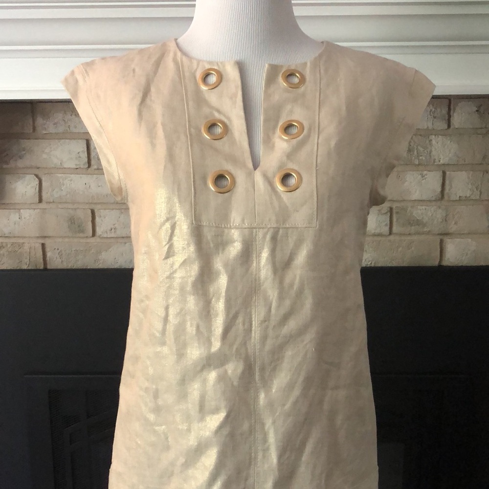 J. Crew Golden Flax Linen Sleeveless Sheath Dress size 00 - Picture 5 of 16